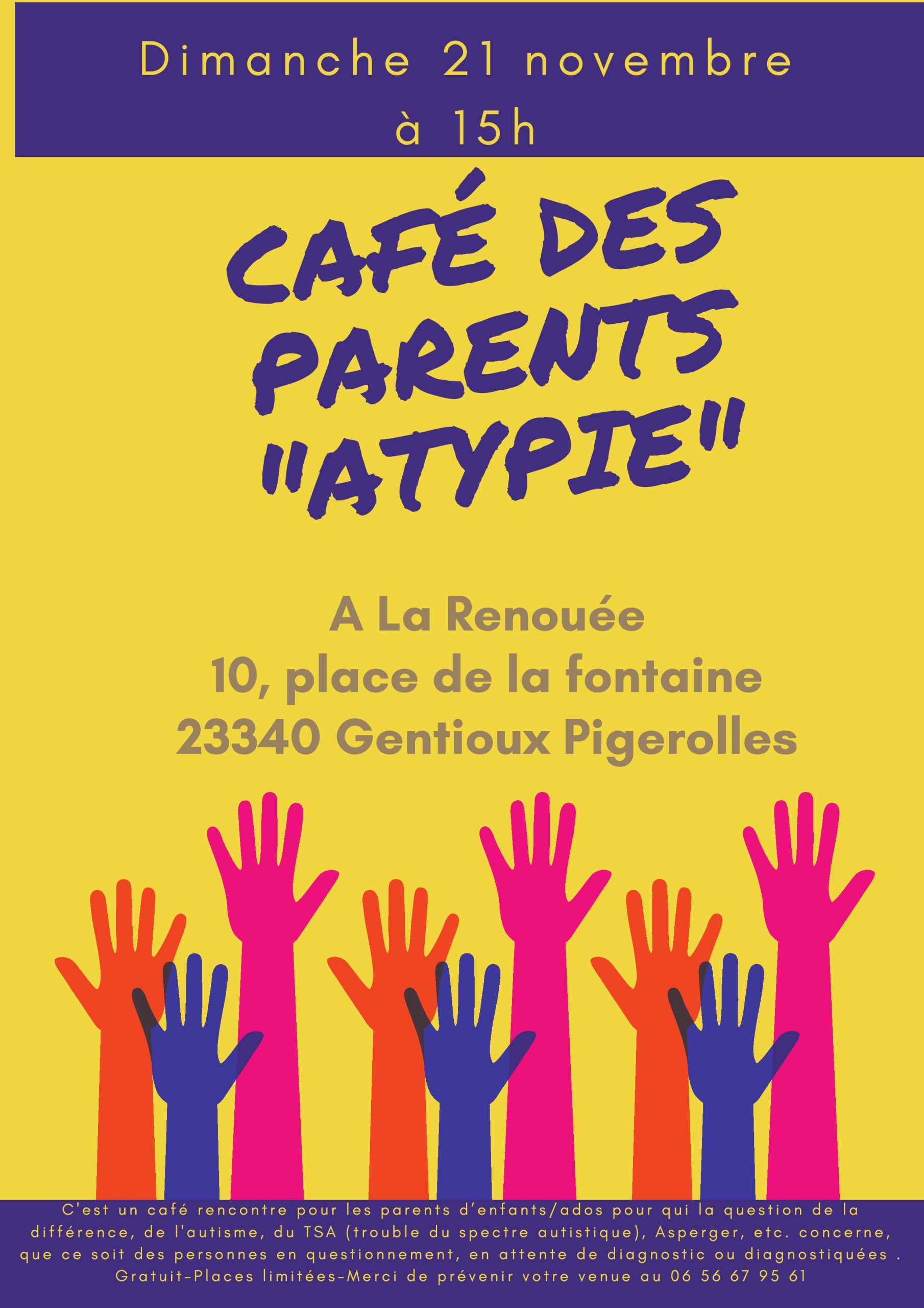 Dimanche 21 novembre à 15h: rencontre café des parents « Atypie »