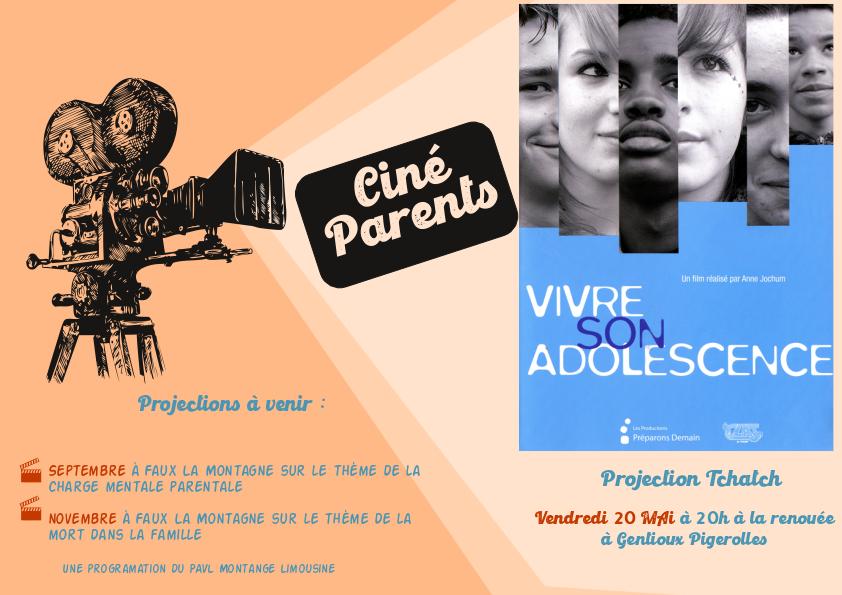 Vendredi 20 mai à 20h Ciné parents: projection Tchatche: « Vivre son adolescence »